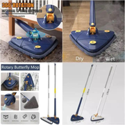 360° Rotatable Cleaning Mop – Easy Spin Floor Mop with Dust Trapping Head | Lightweight & Durable Blue ABS Plastic Mop