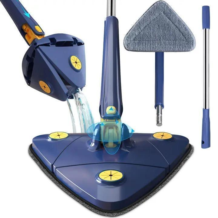 360° Rotatable Cleaning Mop – Easy Spin Floor Mop with Dust Trapping Head | Lightweight & Durable Blue ABS Plastic Mop