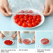 100 PCS Disposable Food Cover Bags – Transparent Stretchable Food Wrap Covers | Kitchen Storage & Freshness Protection